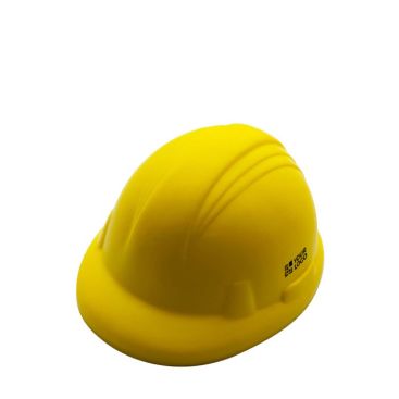 Antiestrés hecho de PU en forma de casco de constructor de color amarillo