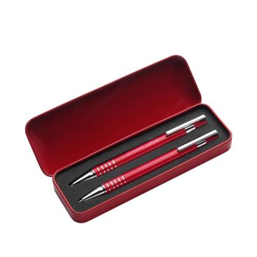Estuche de metal con 1 portaminas y 1 bolígrafo tinta negra Estuche de metal con 1 portaminas y 1 bolígrafo tinta negra