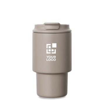 Taza take away en acero reciclado con tapa abatible práctica 350ml