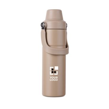 Botella térmica en acero reciclado con asa y doble apertura 600ml