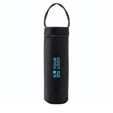 Funda térmica negra para botella con asa de transporte