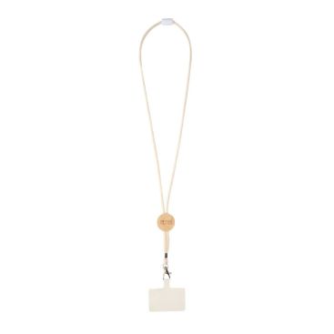Lanyard para teléfono con detalle de bambú ecológico en el centro