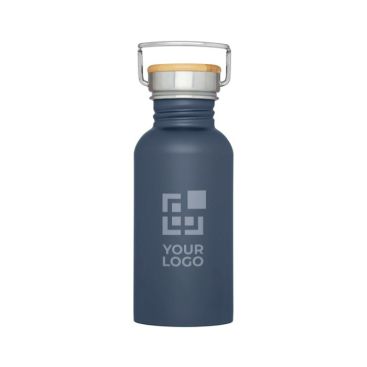 Botella de acero inoxidable de pared simple y tapa con bambú 550ml