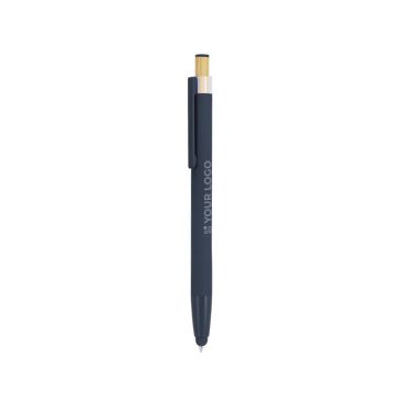Bolígrafo puntero de aluminio con pulsador de bambú tinta azul