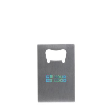 Abrebotellas hecho de acero inoxidable en forma de tarjeta de crédito plateado