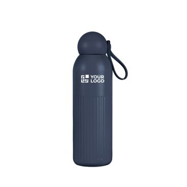Botella térmica de acero monocromática con tapón redondo con asa 500ml