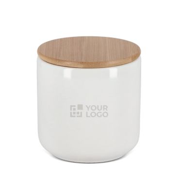 Bote de cerámica ideal para guardar alimentos con tapa de bambú 550ml