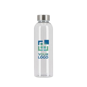 Botella de plástico reciclado con tapón plateado ideal para agua 500ml
