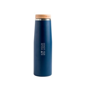 Botella térmica de acero inoxidable con tapa de bambú natural 550ml