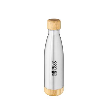 Botella de acero reciclado con doble pared y tapa de bambú 500ml