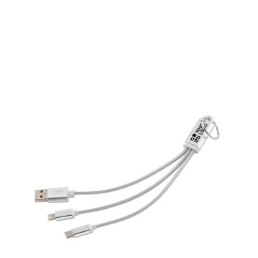 Cable de carga rápida 3 en 1 con conexiones y llavero de aluminio 10W