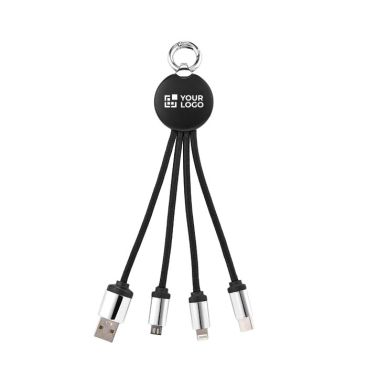Cable de carga 4 en 1 compacto con llavero y logo iluminado 10W