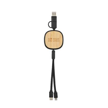 Cable de carga 3 en 1 retráctil doble con bambú y longitud de 1m