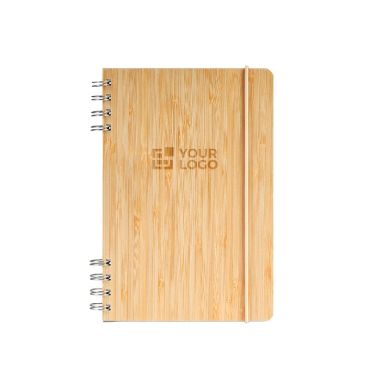 Cuaderno de bambú con espiral y goma de cierre A5 hojas a puntos