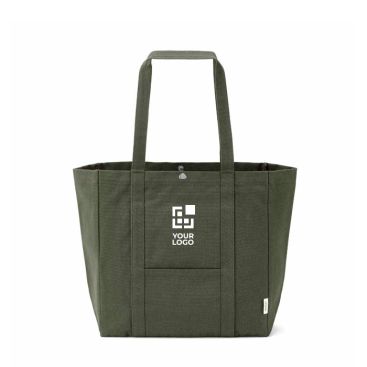 Bolsa de compra de algodón reciclado con cierre a presión 360 g/m2