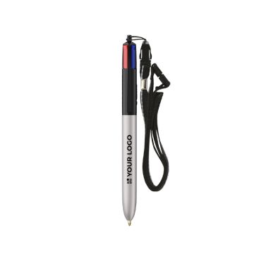 Bolígrafo de plástico con cinta para colgar y tinta de 4 colores BIC®