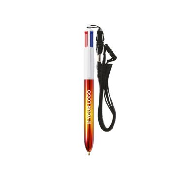 Bolígrafo de plástico con acabado estilo metálico y tinta 4 colores Flags BIC®