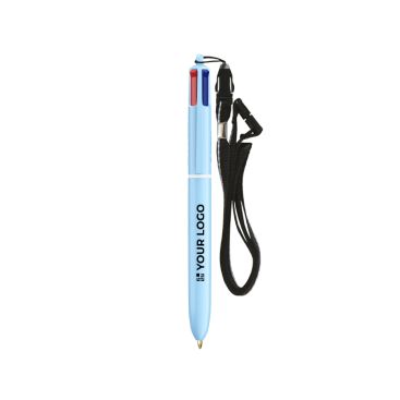 Bolígrafo de plástico tonos pastel con cinta y tinta de 4 colores BIC®
