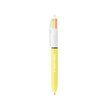 Bolígrafo de plástico con cuerpo amarillo y tinta de 4 colores Sun BIC®