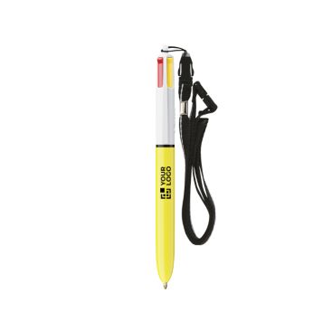 Bolígrafo de plástico con lanyard para colgar y tinta de 4 colores Sun BIC®