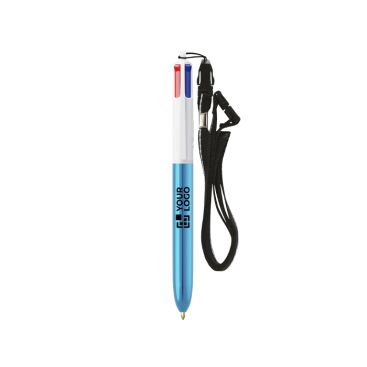 Bolígrafo de plástico acabado metálico y tinta de 4 colores Shine BIC®