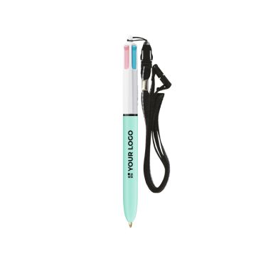 Bolígrafo de plástico con cinta para colgar y tinta de 4 colores BIC®