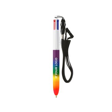 Bolígrafo de plástico colores arcoiris con cinta y tinta 4 colores BIC®