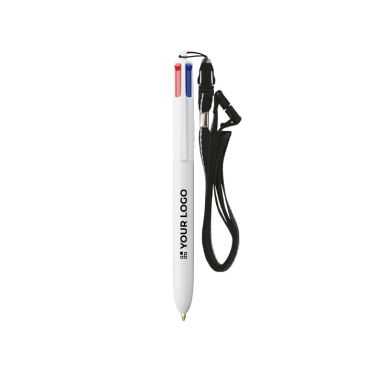 Bolígrafo de plástico reciclado con lanyard y tinta de 4 colores BIC®
