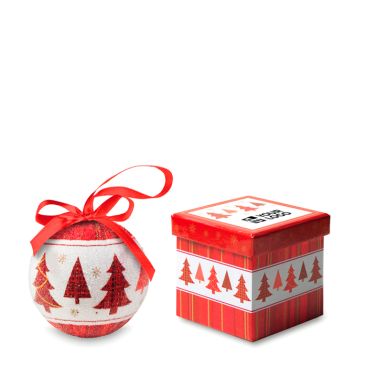 Bola navideña con caja decorada color rojo segunda vista - Agotado