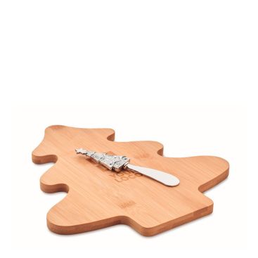 Set tabla y cuchillo para quesos navideño color madera - Agotado