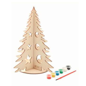 Árbol de madera con acuarelas y pincel color madera - agotado