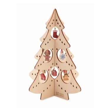 Pequeño árbol con decoraciones color madera vista principal - Agotado
