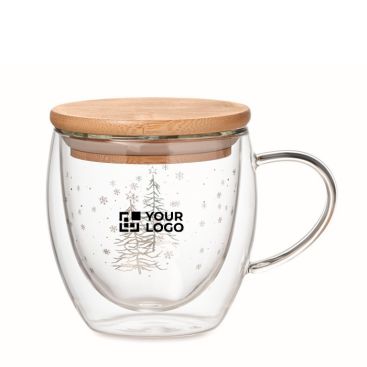 Taza de estilo navideño con tapa color transparente