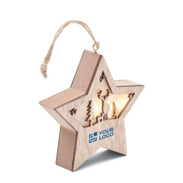 Estrella navideña de madera decorada con luz y cordón para colgar vista principal - Agotado