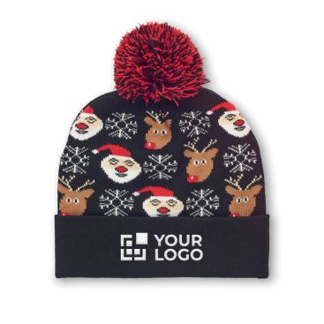 Gorro navideño de punto en suave acrílico elástico con puño y borla vista principal - agotado