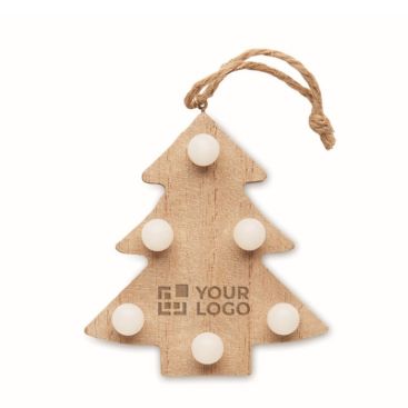 Árbol colgante navideño de madera con luces LED vista principal - Agotado