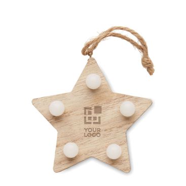 Estrella colgante navideña de madera con iluminación LED vista principal - Agotado