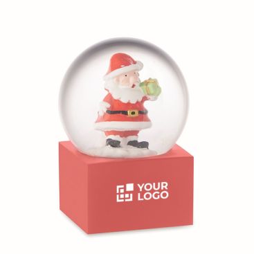 Bola de cristal pequeña con un Papá Noel dentro con base de poliresina color rojo vista de impresión - Agotado