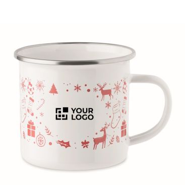 Taza de metal esmaltado con estilo navideño en caja individual 300ml