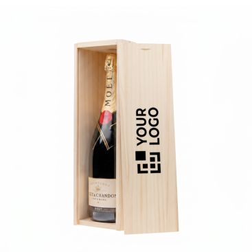 Caja para vino de madera mediana fabricada en UE con tapa deslizante