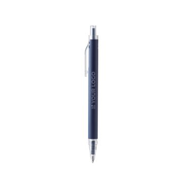 Bolígrafo de aluminio reciclado mate con clip transparente tinta azul