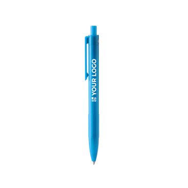Bolígrafo de plástico reciclado con clip y pulsador a juego tinta azul