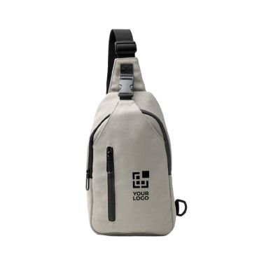 Bolsa bandolera en algodón reciclado con cremalleras y cinta ajustable