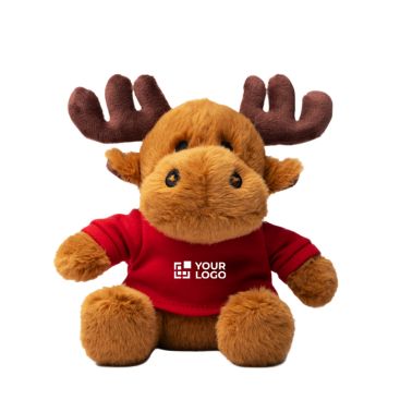 Peluche de reno sentado de poliéster suave con camiseta lisa