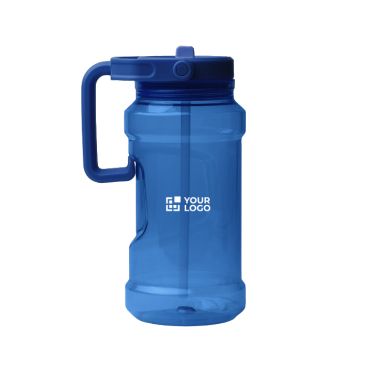 Botella deportiva de plástico con pajita abatible y asa 1,5L