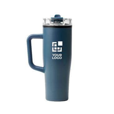 Taza térmica de acero inoxidable y plástico con pajita 830ml