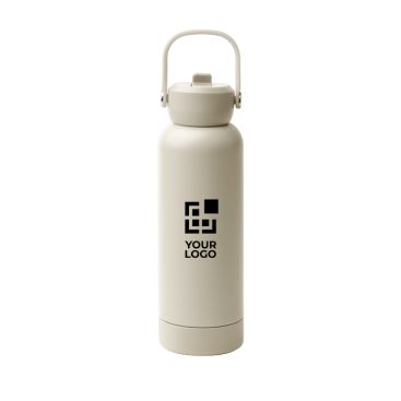 Botella de acero inox reciclado de doble pared con asa y pajita 730ml