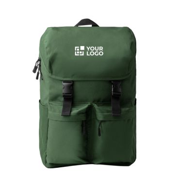 Mochila de poliéster reciclado con solapa con hebillas 15''