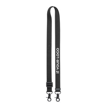 Lanyard de RPET con hebilla y mosquetones metálicos BrandCharger