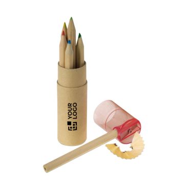 Set de lápices de madera FSC en tubo de cartón con sacapuntas